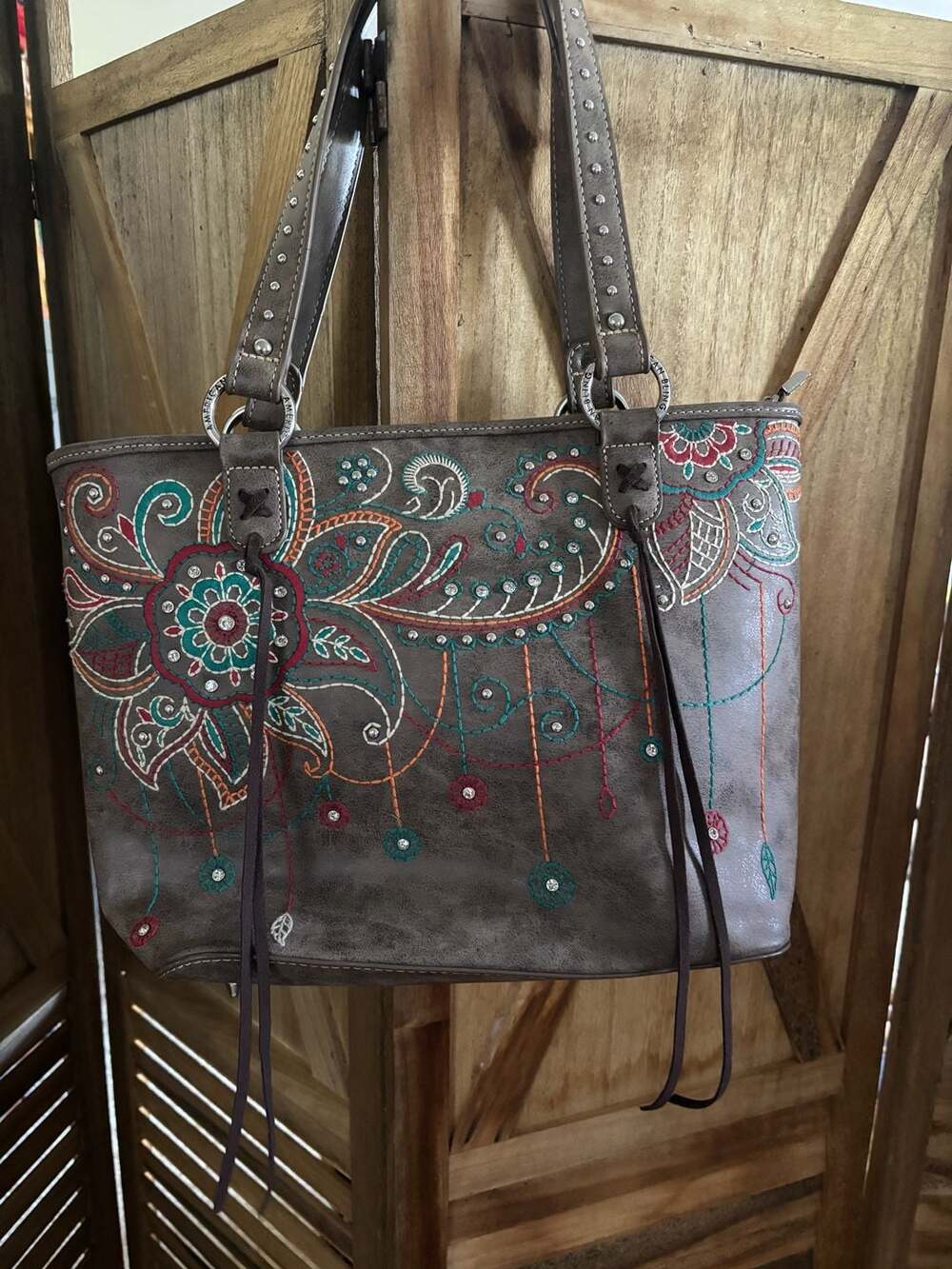 American Bling by Montana West Floral Embroidered Western Concealed Carry Tote B